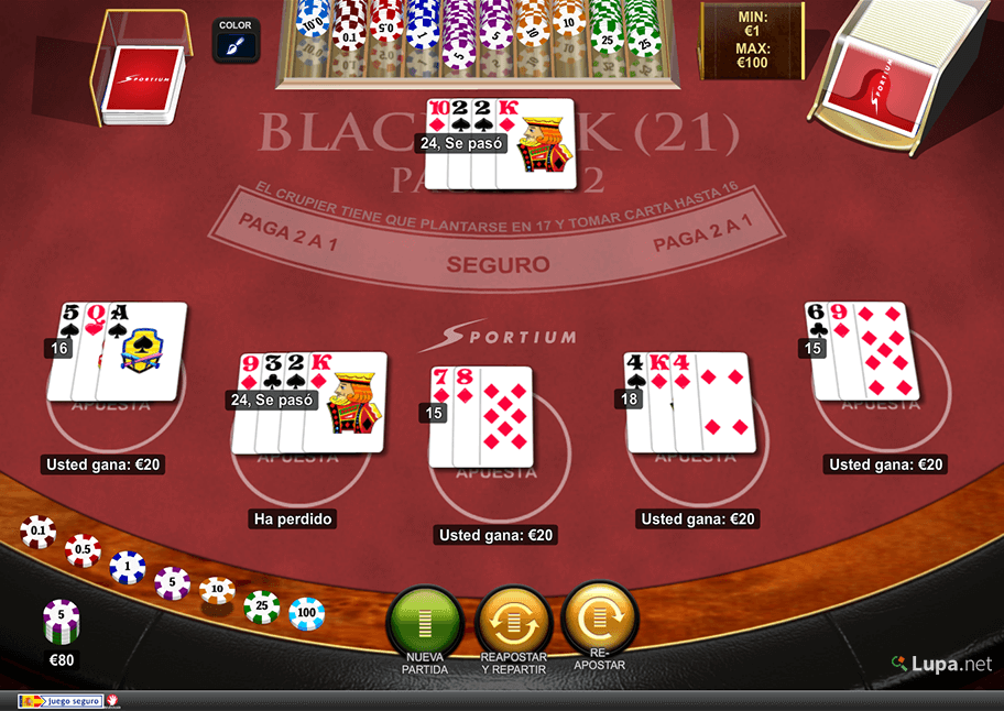 blackjack super21 en Sportium