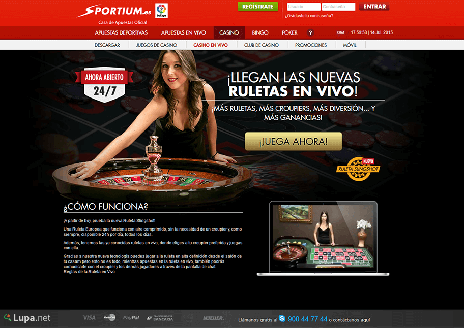 ruleta con crupier real en Sportium